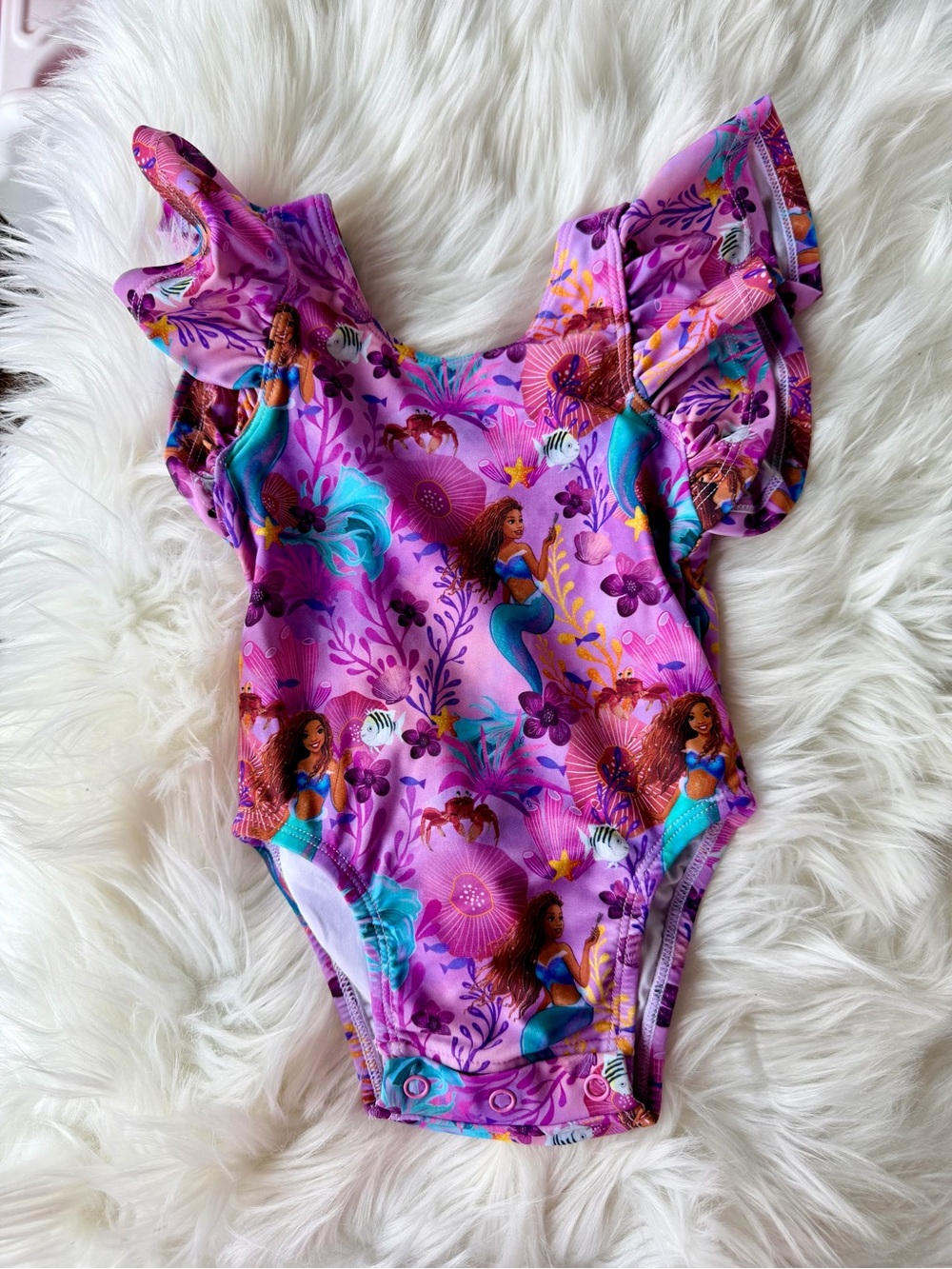 Posh Peanut Disney Little Mermaid Ruffle Sleeve Swimsuit